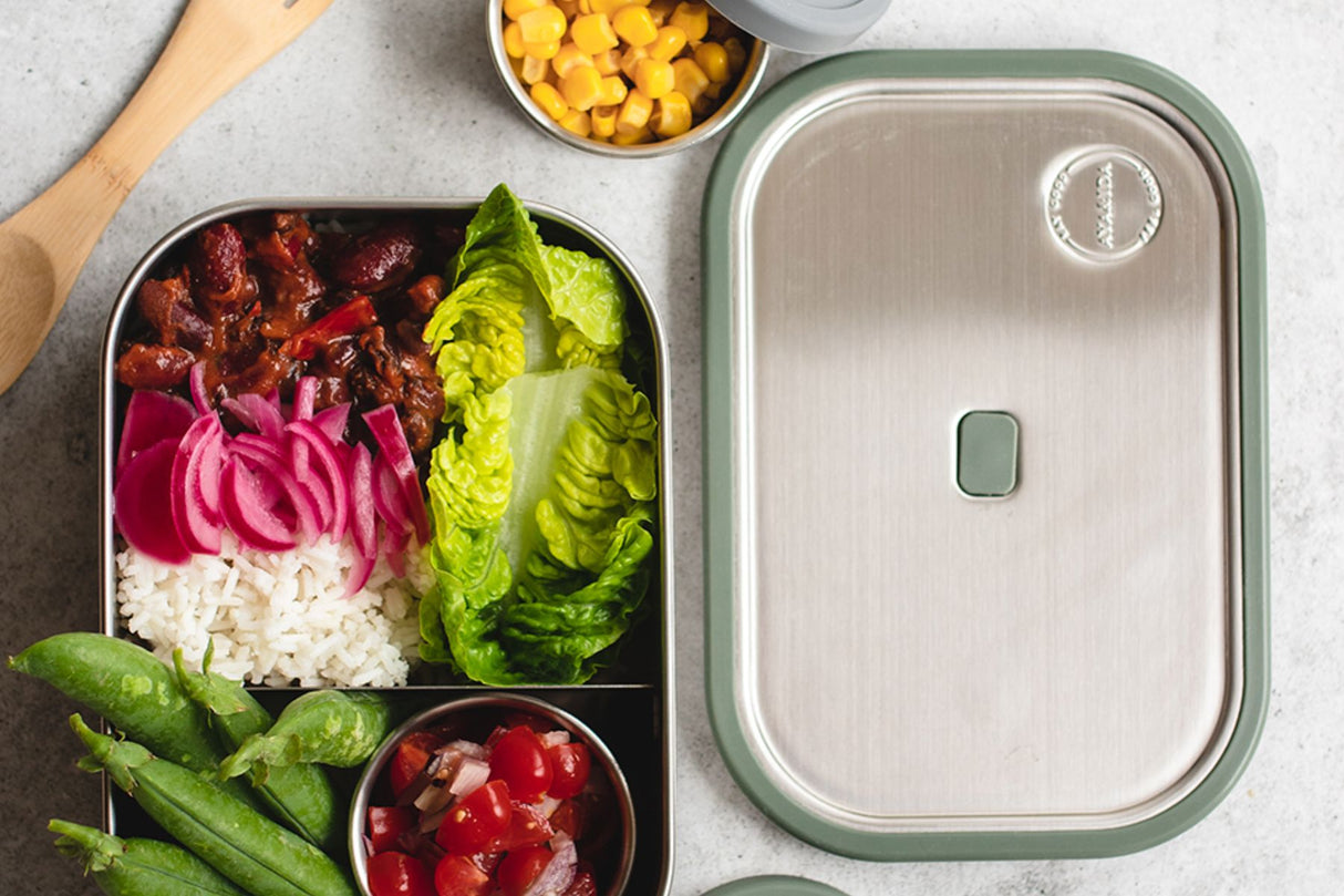 AYA&IDA Lunsjboks 1000 ml – Tropisk Grønn | Rustfri stål matboks med vakuumlokk