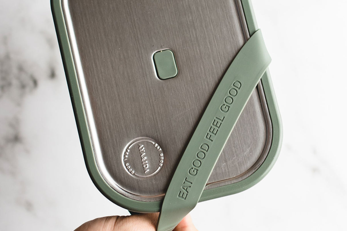 AYA&IDA Lunsjboks 1000 ml – Tropisk Grønn | Rustfri stål matboks med vakuumlokk