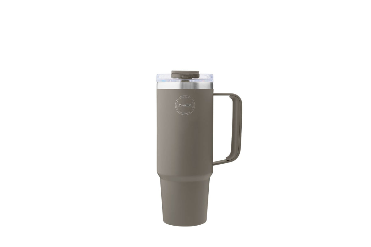 AYA&IDA Termokopp med sugerør 885 ml – Driftwood | Stor og tett termokopp i rustfritt stål