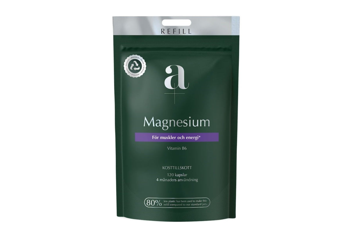A+ Magnesium 120 kapsler 350 mg Refill – For en aktiv hverdag