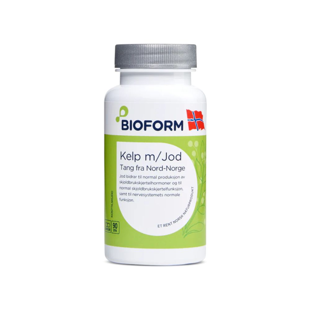 Bioform kelp kapsler med naturlig jod fra norsk tang i boks