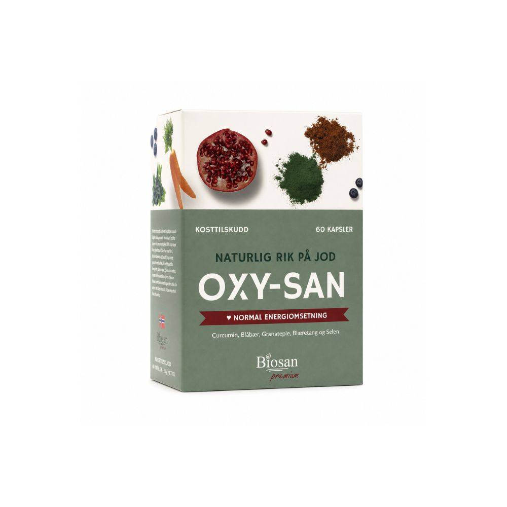 Biosan Oxy-San med jod, selen og naturlig betakaroten, 60 kapsler