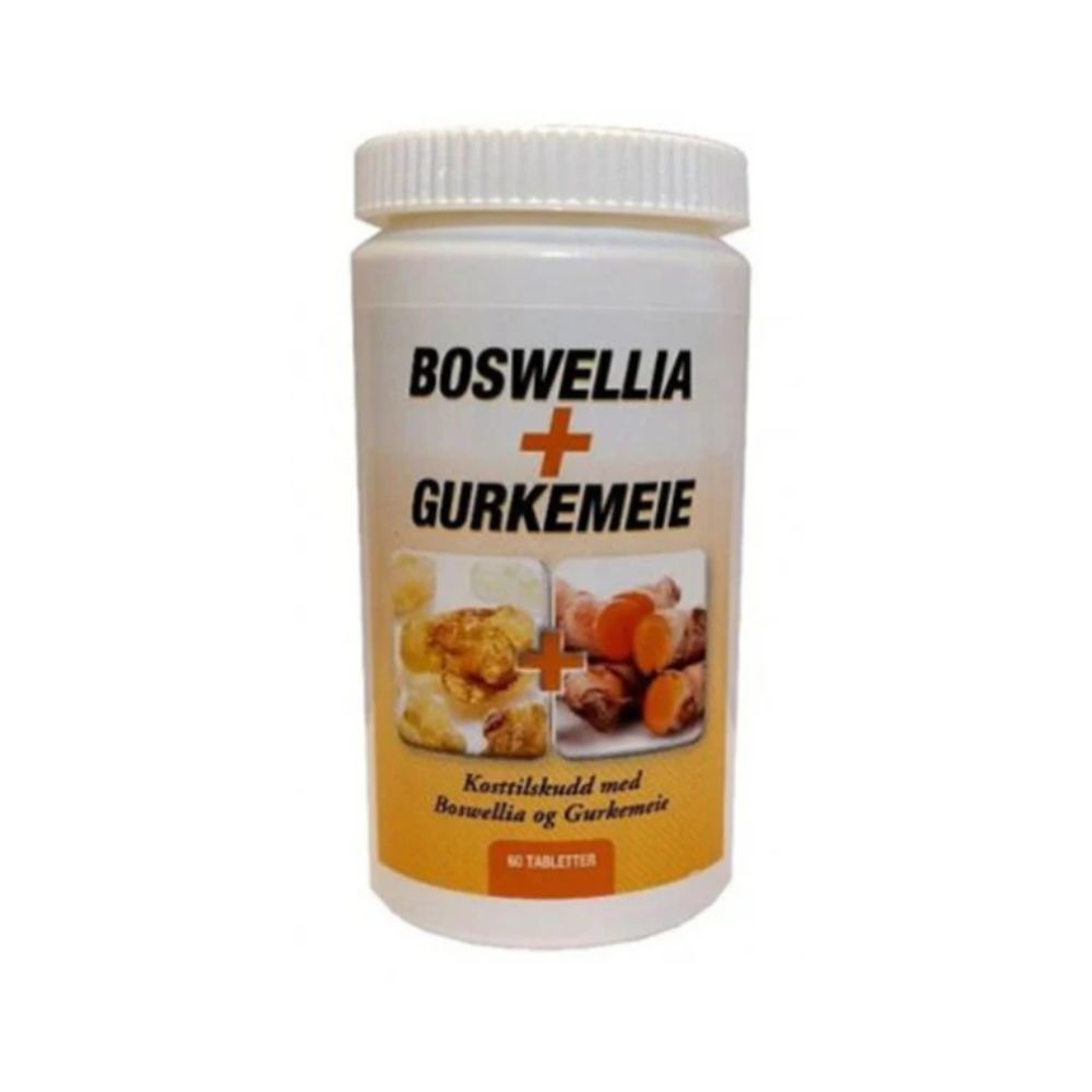 Boswellia og gurkemeie kosttilskudd i tablettform med 60 tabletter