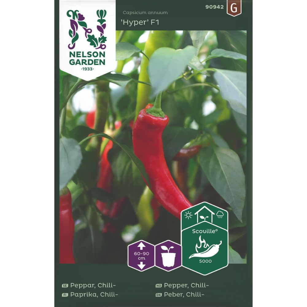 Chilipepper Hyper F1 med lange frukter