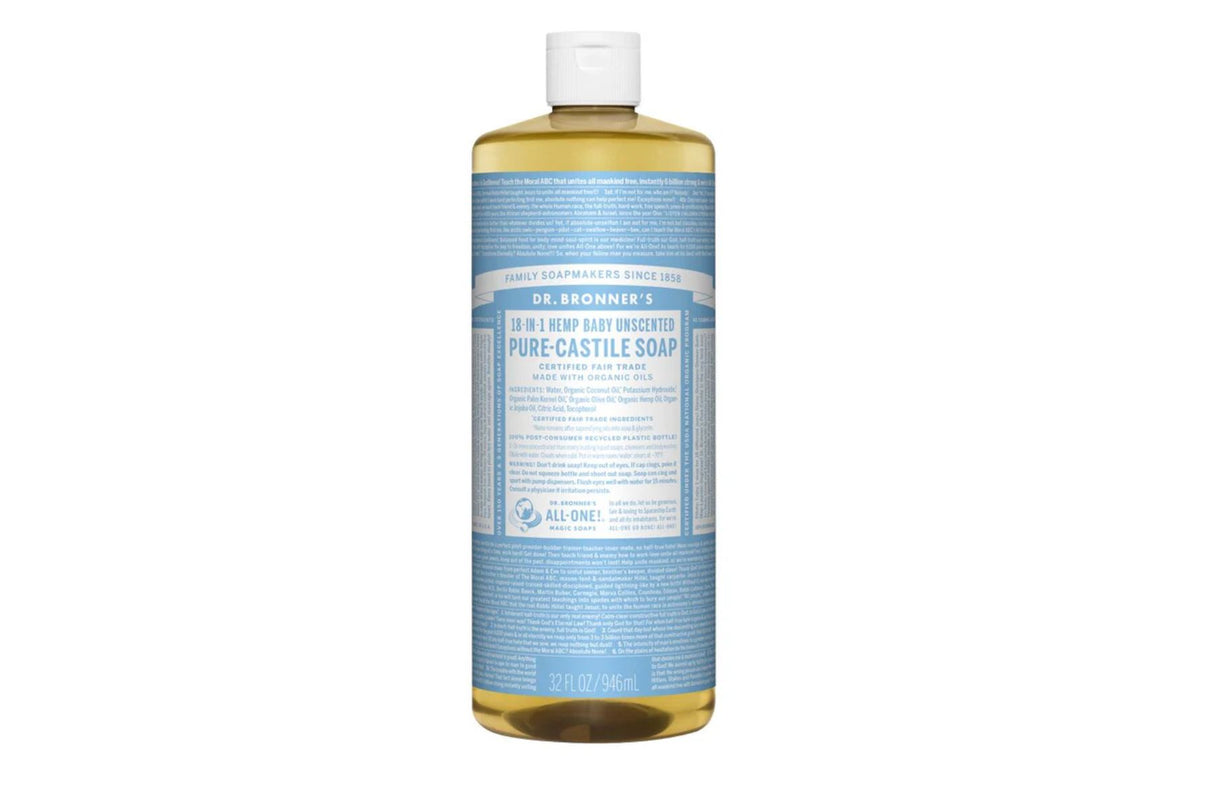 Dr. Bronner’s Baby Mild Såpe – 945 ml duftfri og økologisk allround-såpe