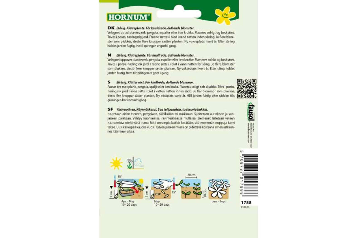 Frø Erteblomst ‘Scarlet’ – Ettårig klatreplante med duftende røde blomster