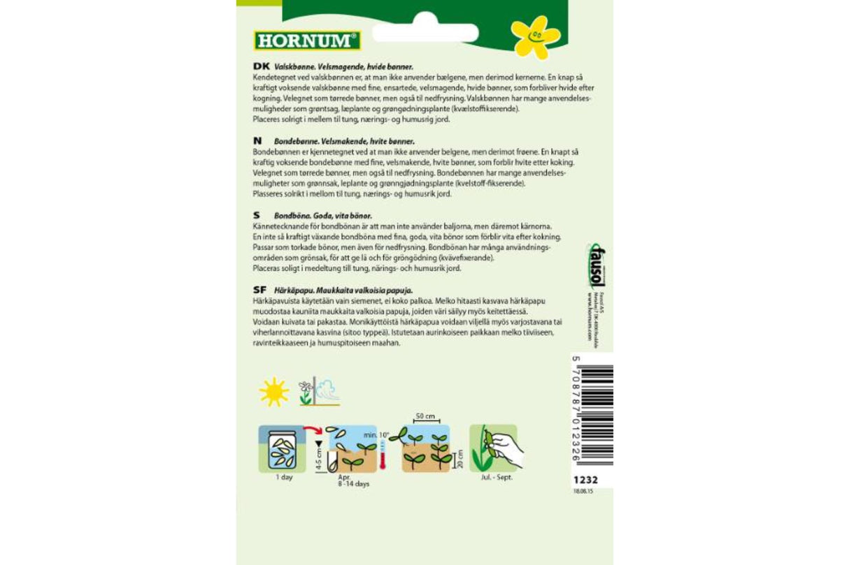 Frø Bondebønne ‘Valsk Dreifach’ – Velsmakende Hvite Bønner med Mange Bruksområder