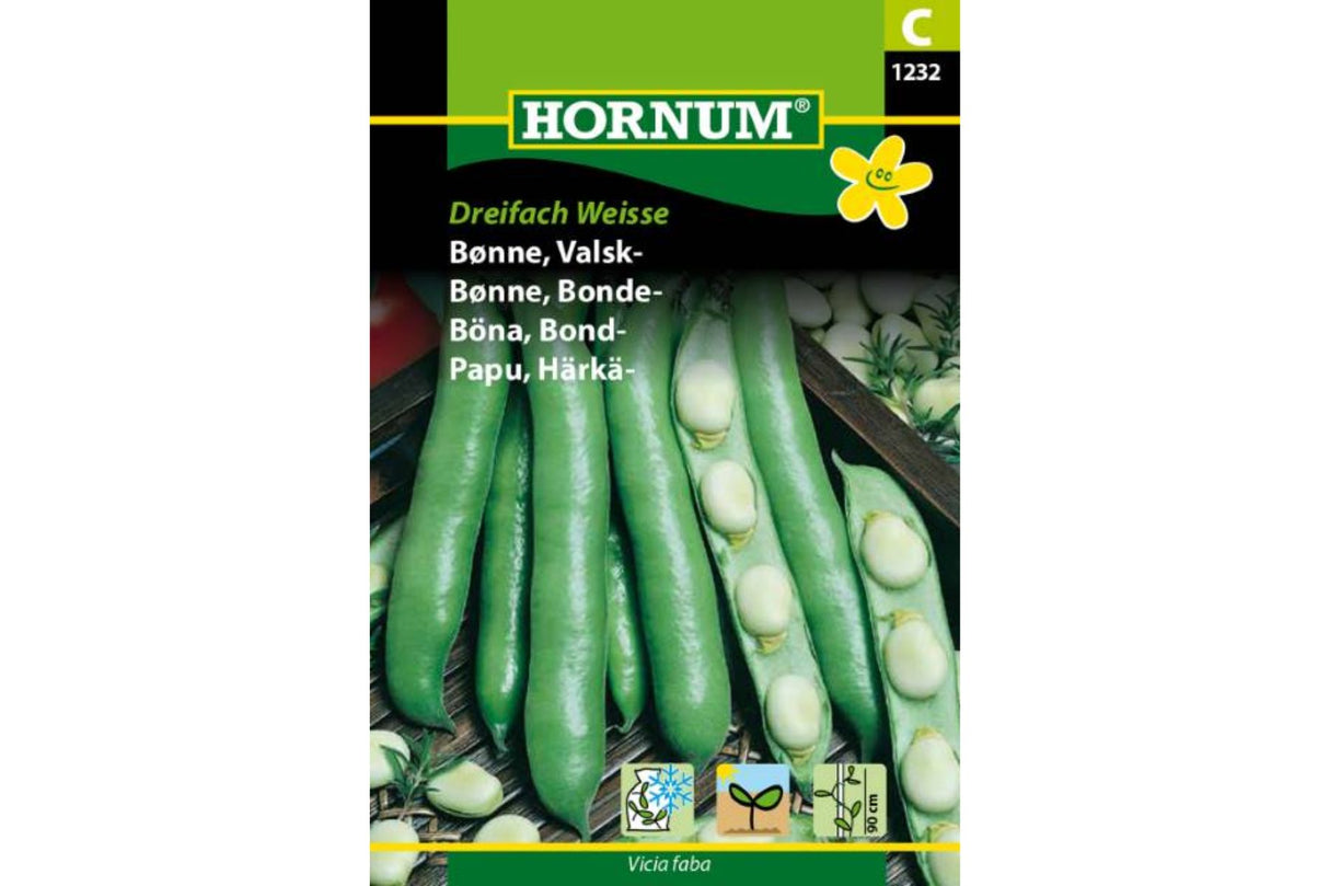 Frø Bondebønne ‘Valsk Dreifach’ – Velsmakende Hvite Bønner med Mange Bruksområder