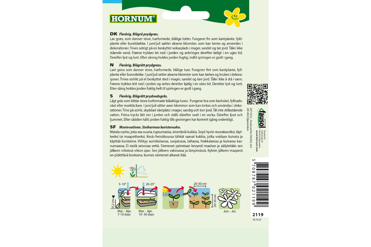 Frø Gress Svingel ‘Blå’ – Blågrått, lavt prydgress