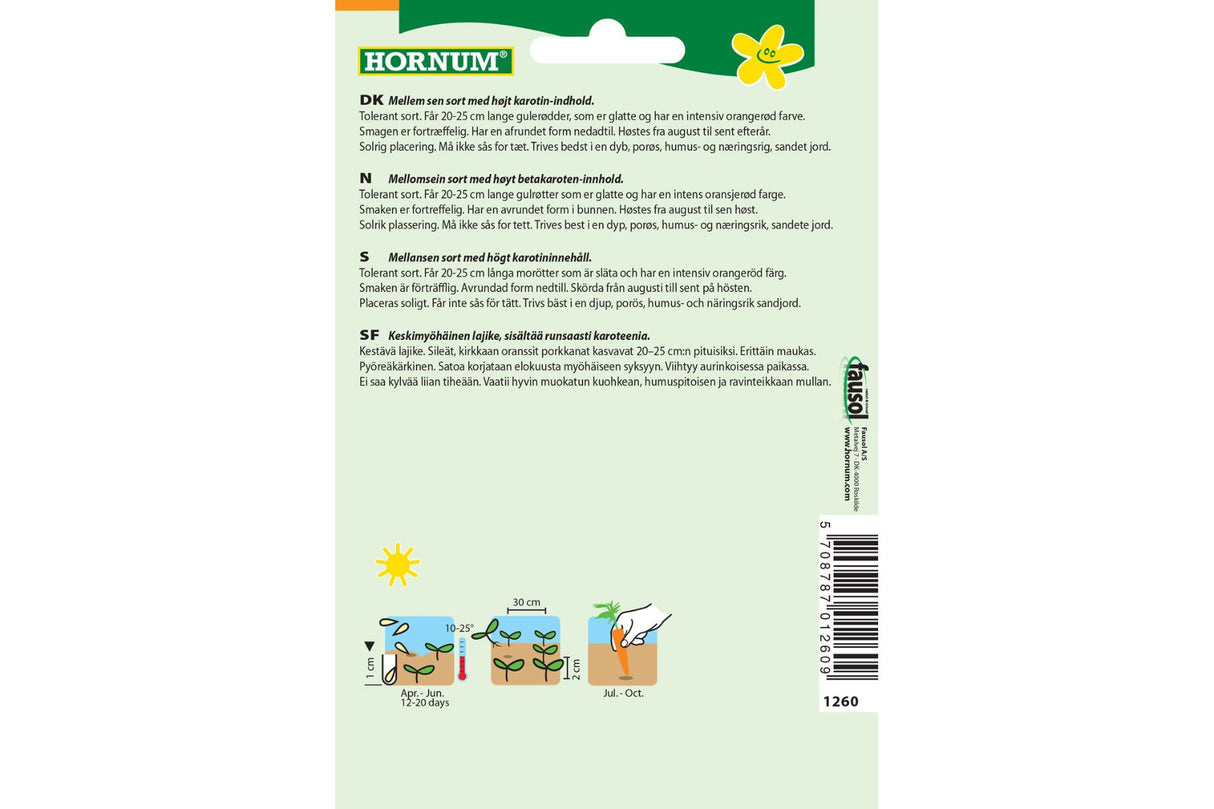 Frø Gulrot ‘Sommer Ingot’ – Middels Sen Sort med Høyt Karoteninnhold og Intens Farge