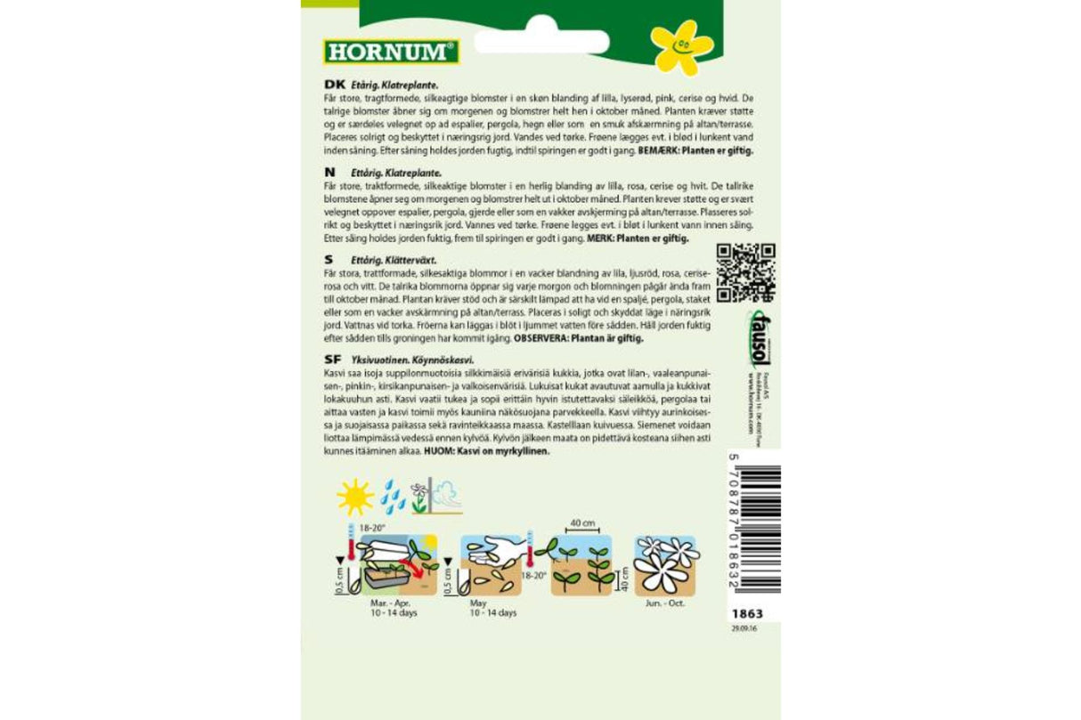 Frø Pragtsnerle ‘Trumpet Dream’ – Ettårig klatreplante med store, fargerike blomster