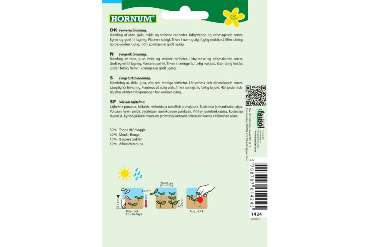 Frø Rødbete ‘Hulla Hup Mix’ – Fargerik Blanding med God Smak og Lagringsevne