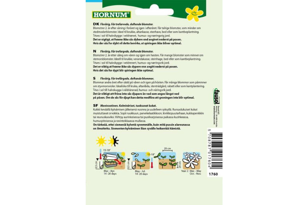 Frø Fiolhorn ‘Johnny Jump Up’ – Flerårig blomsterfavoritt med trefargede blomster