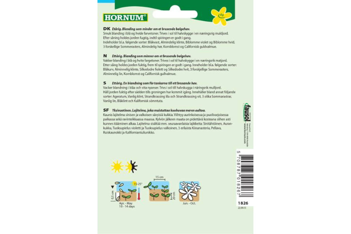 Frøblanding ‘Blomsterhav’ – Ettårig blomsterblanding i blå og hvite nyanser