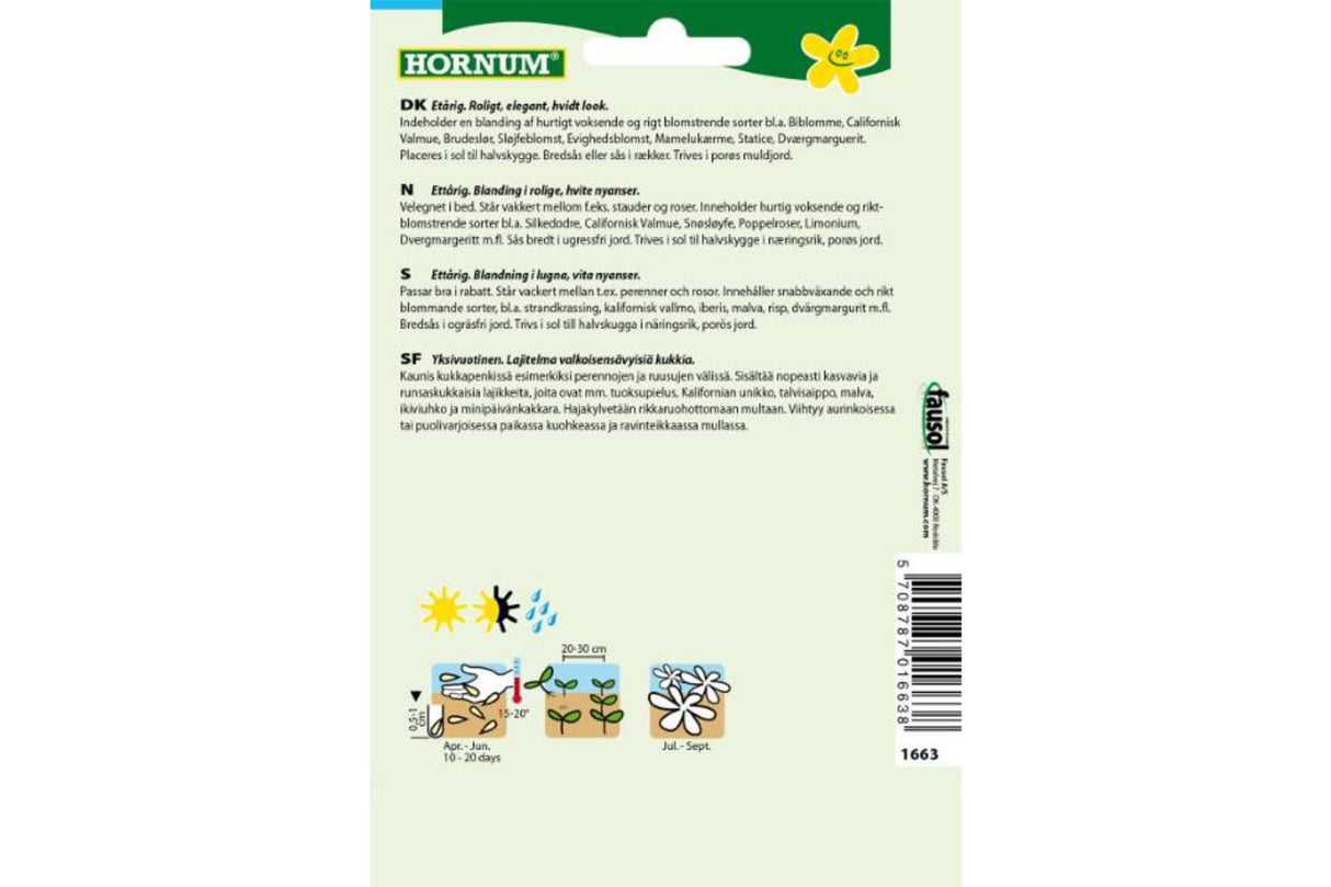 Frøblanding, Hvit – Ettårig blomsterblanding i rolige hvite nyanser