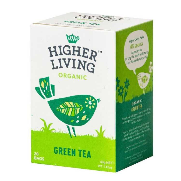 🎁 Green Tea økologisk – Higher Living 20 poser (100% off)