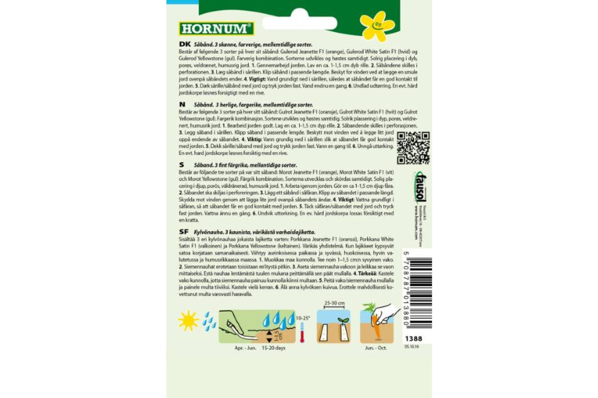 Gulrotblanding på såbånd – Jeanette, White Satin og Yellowstone (3 farger)