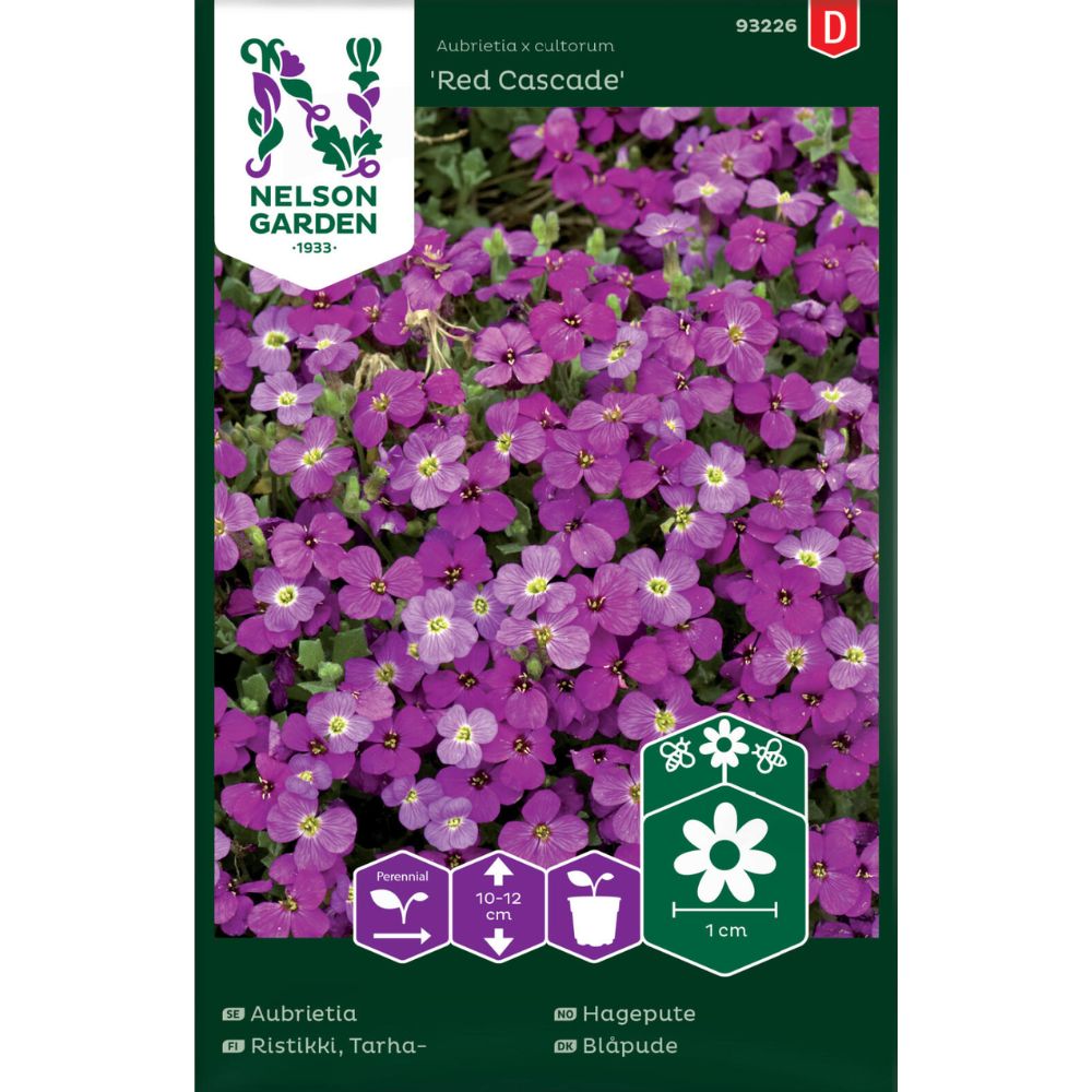 Tettvoksende hagepute ‘Red Cascade’ i blomst om våren.