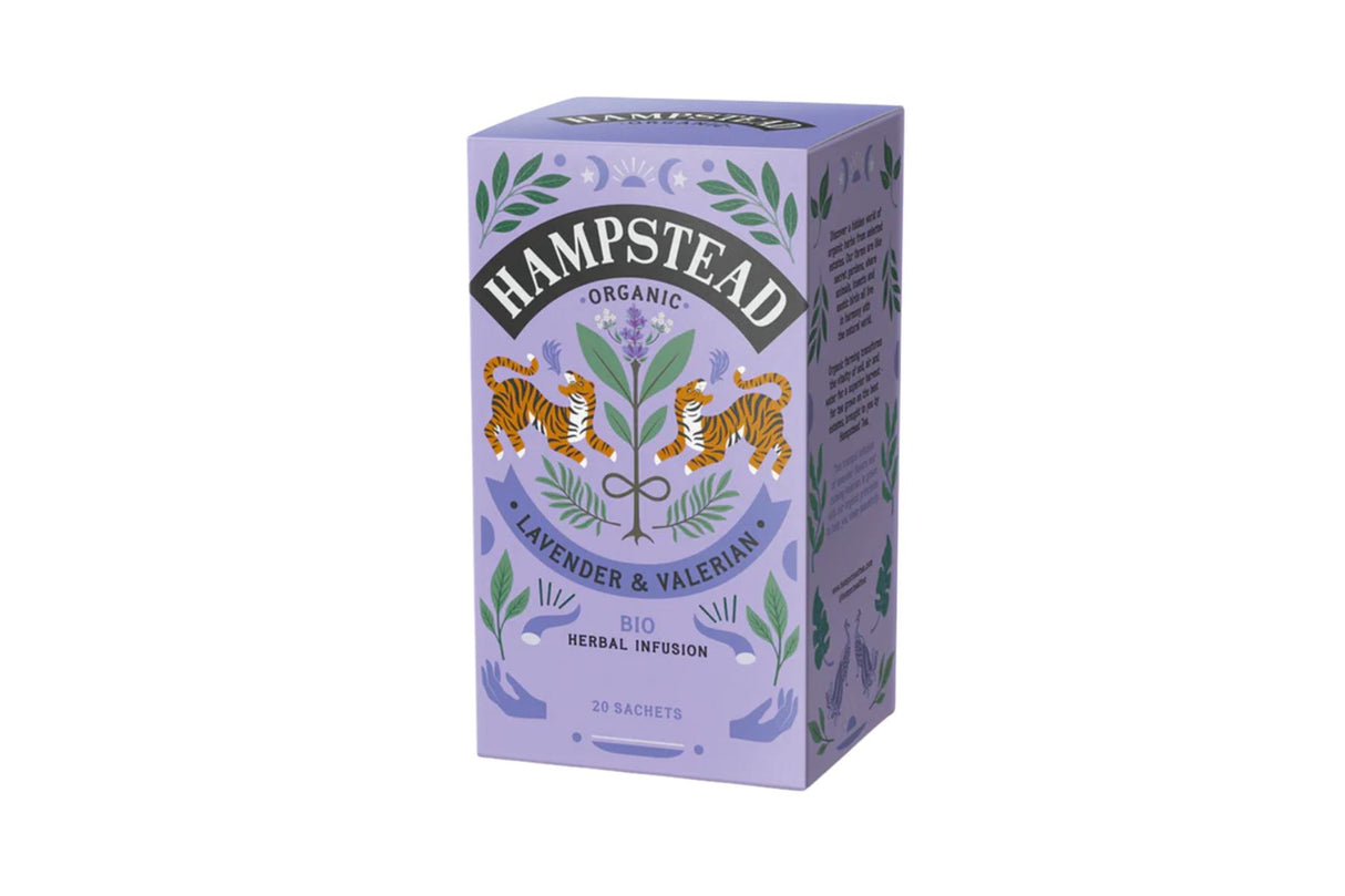 Hampstead Tea Lavendel & Valerian Te | 20 poser – Økologisk urtete for ro og søvn