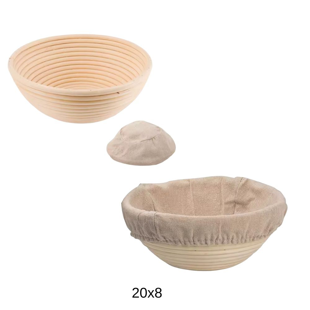 Hevekurv rund med lin – 20 cm (banetton)