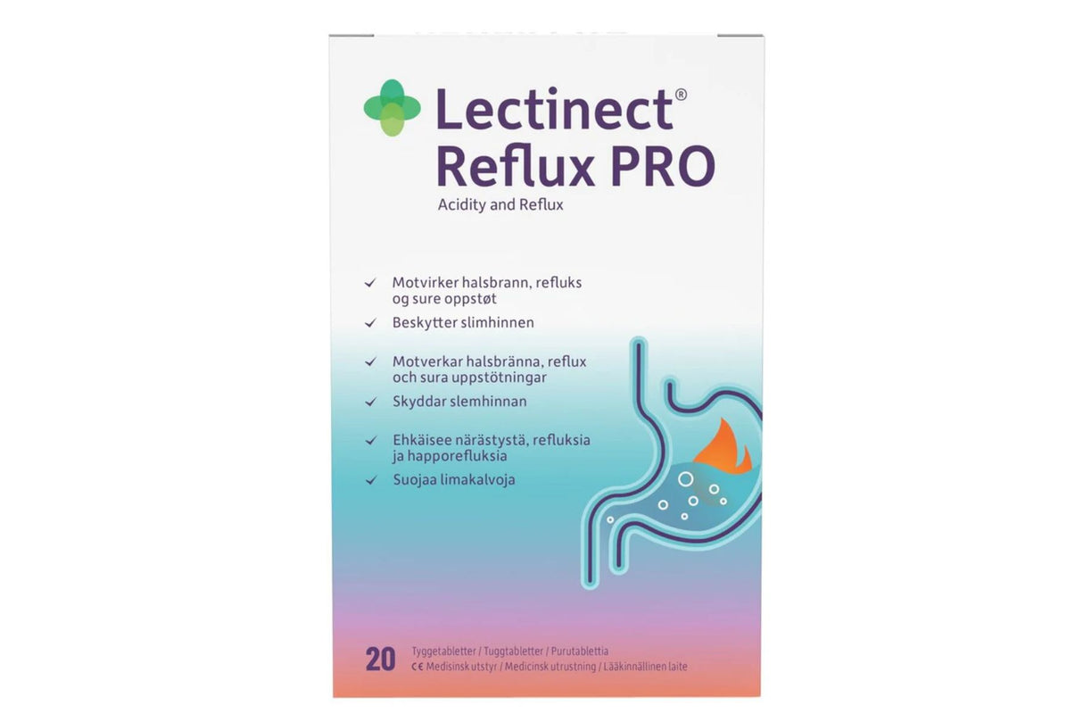 Lectinect Reflux Pro 20 tyggetabletter | Mot halsbrann og sure oppstøt