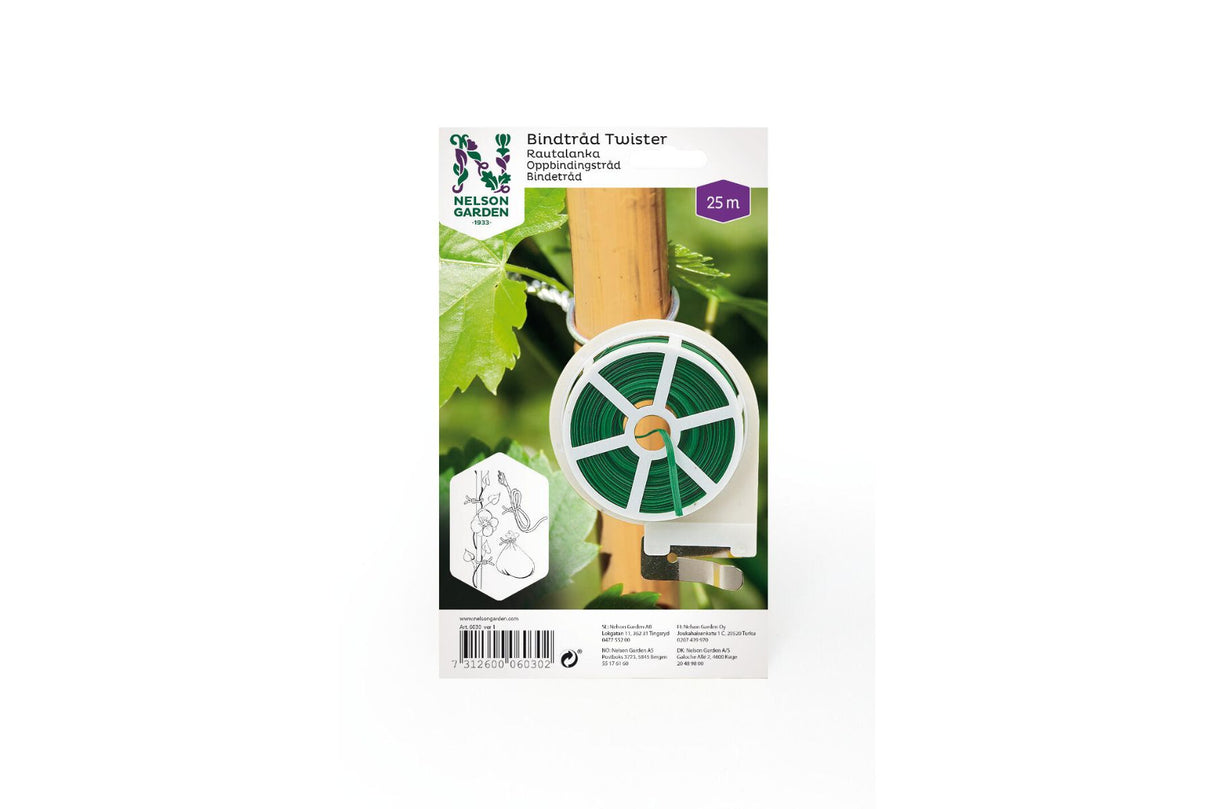 Oppbindingstråd 25 m – Grønn plastbelagt metalltråd