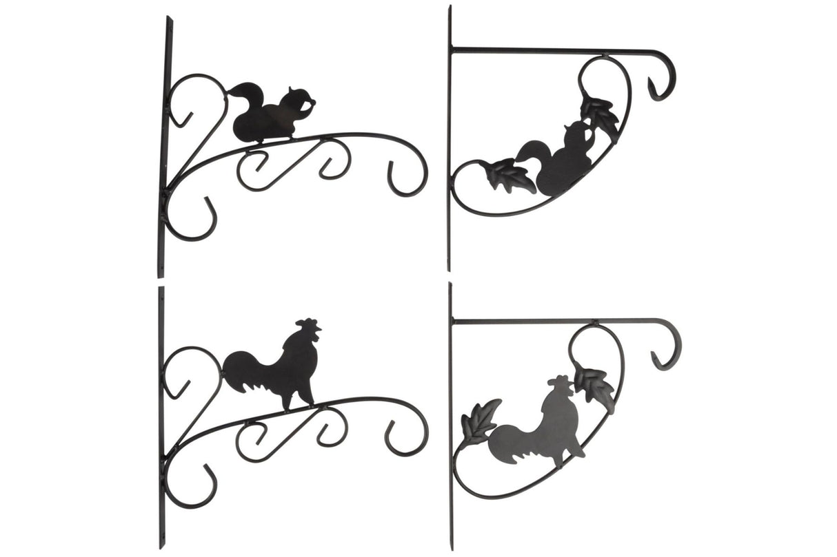 Dekorativt veggoppheng i stål – 4 stk. med dyremotiv