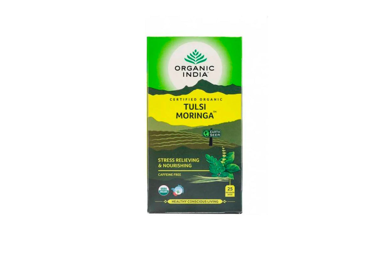 Organic India Tulsi Moringa Te | 25 poser – Energigivende urtete med Tulsi og Moringa