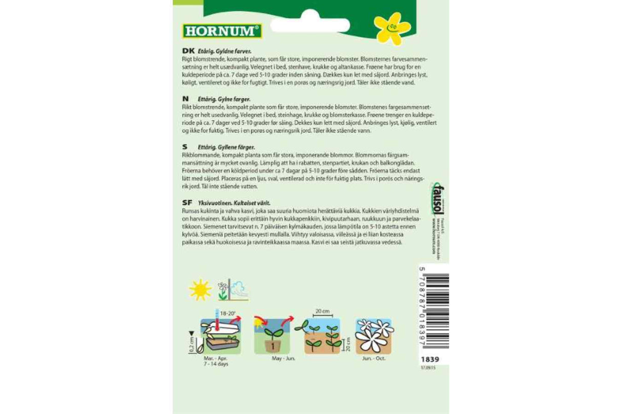 Påfuglblomst 'Peacock Beauty' – Ettårig sommerblomst i gyldne farger