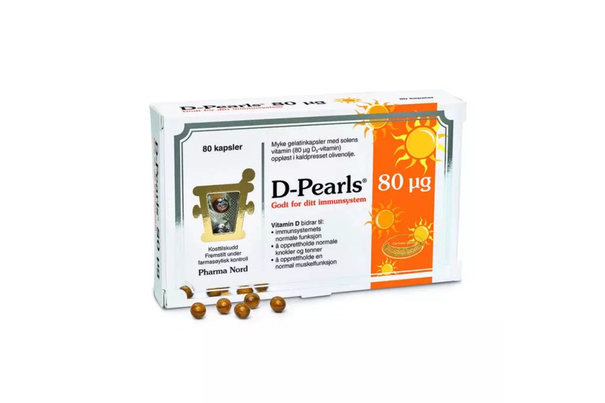 Pharma Nord D-Pearls 80 µg 80 kap – Naturlig Vitamin D for Immunforsvar og Skjeletthelse