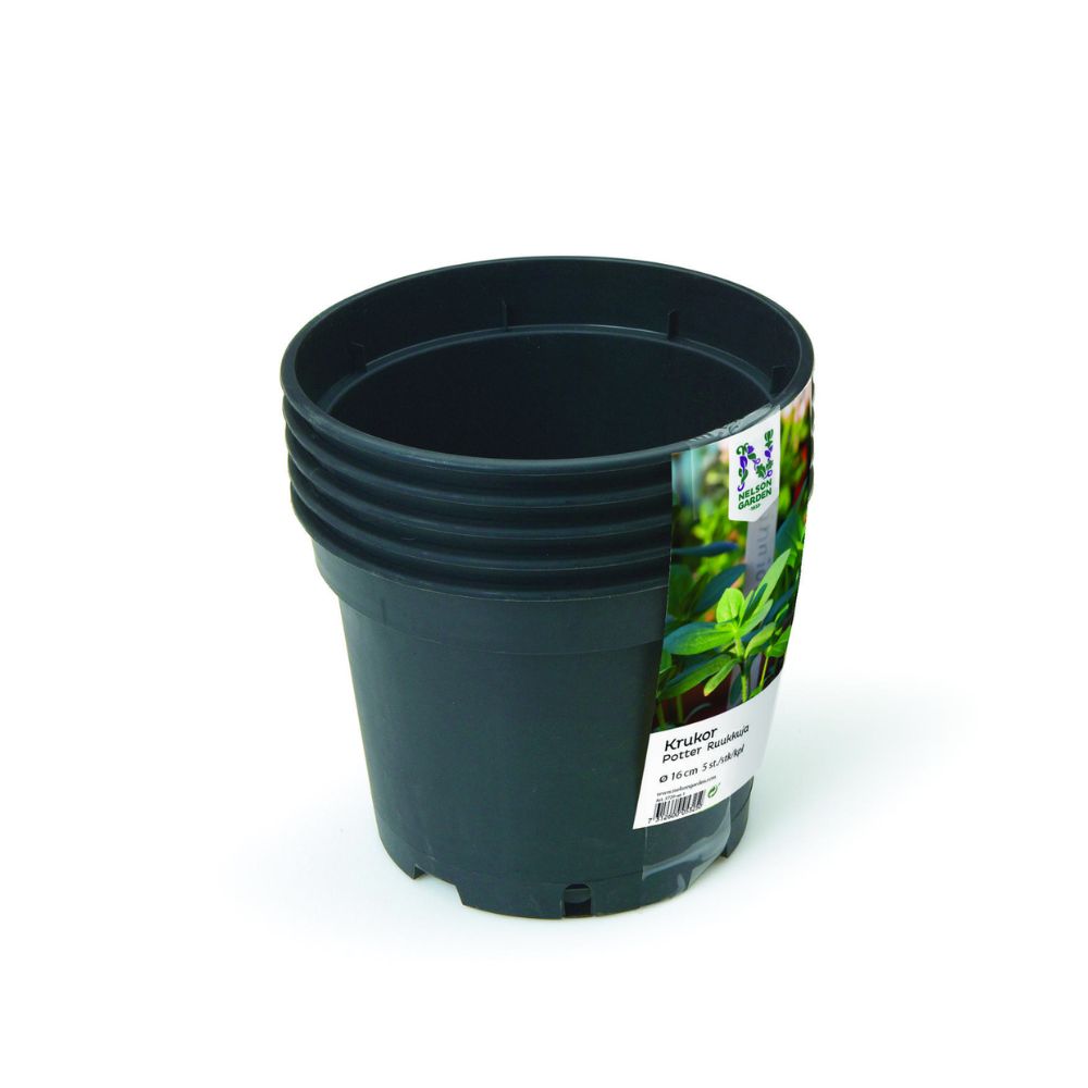 Rund sort plastpotte 17 cm til forkultivering