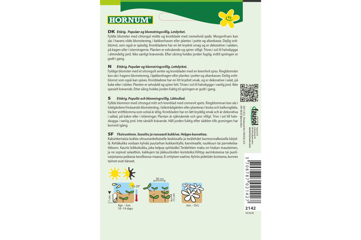 Ringblomst Hage Double Lemon – Lettdyrket og spiselig sommerblomst