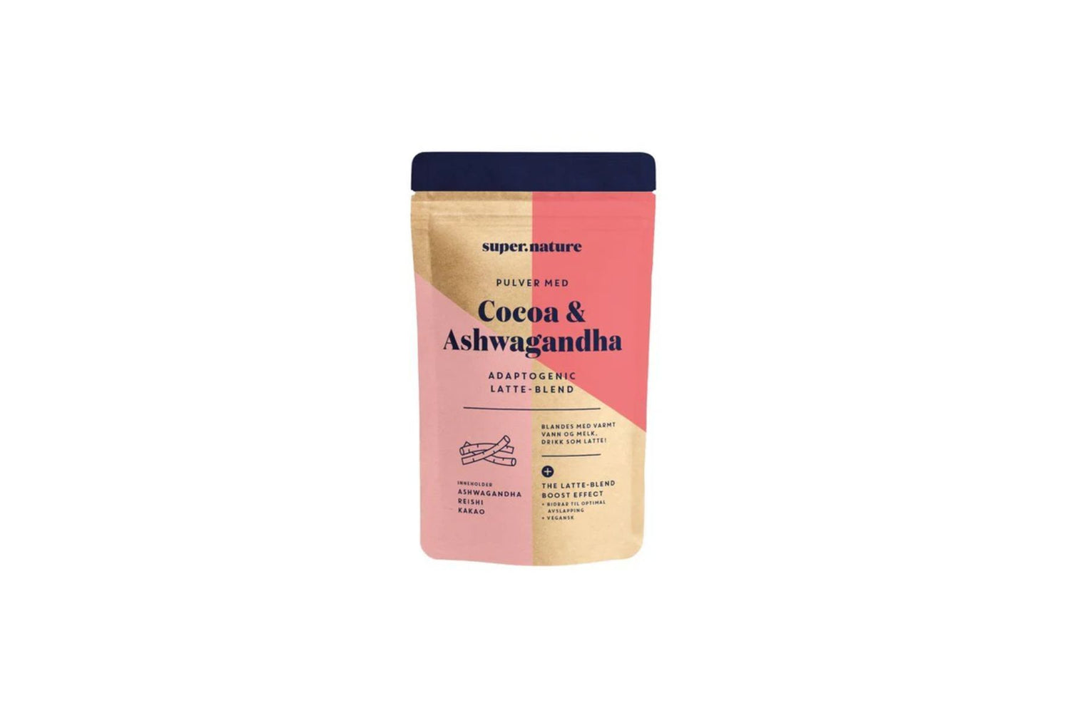 Supernature Cocoa & Ashwagandha 150 g – adaptogen latte-blend for ro og velvære