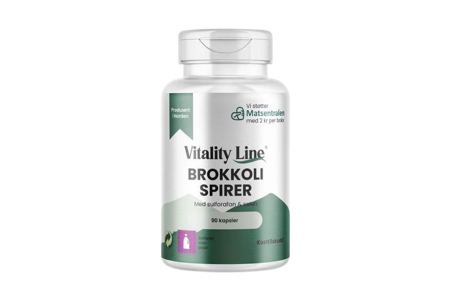 Vitality Line Brokkolispirer 90 kapsler – Med sulforafan og selen for immunforsvar og cellebeskyttelse