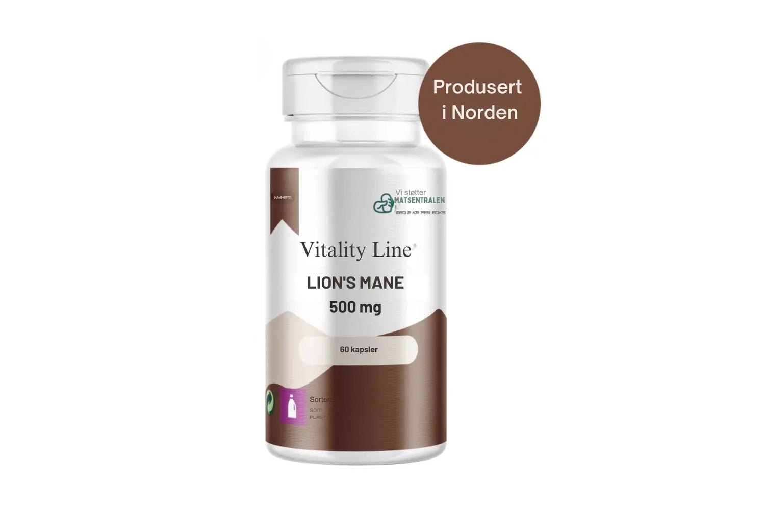 Vitality Line Lions Mane 500mg 60 kapsler – Naturlig Støtte for Mental Klarhet og Fokus