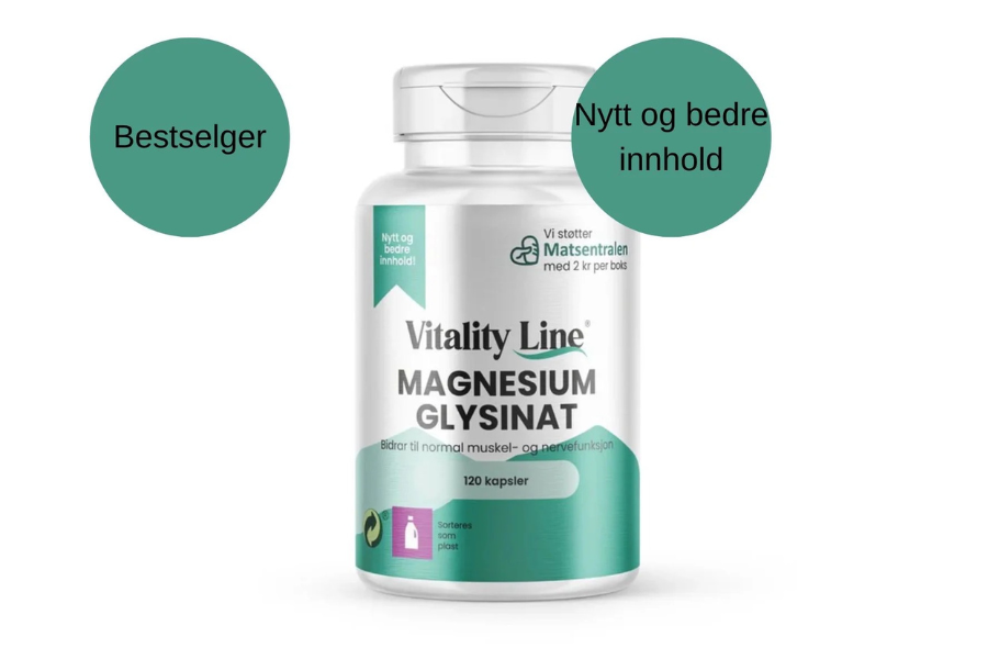 Vitality Line Magnesium Glysinat 350 mg 120 kapsler – Det beste magnesiumtilskuddet for søvn og beroligende effekt