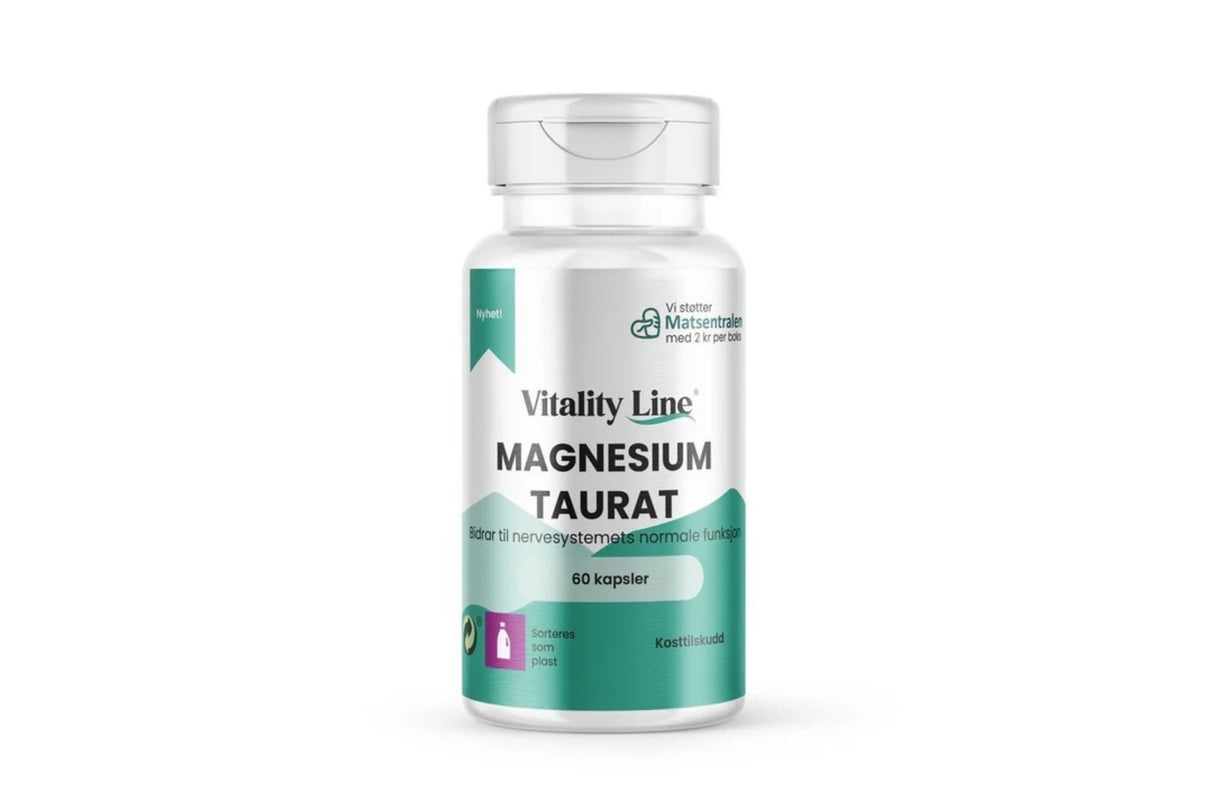 Vitality Line Magnesium Taurat 60 kapsler – lettopptakelig magnesium for energi, muskler og nervesystem