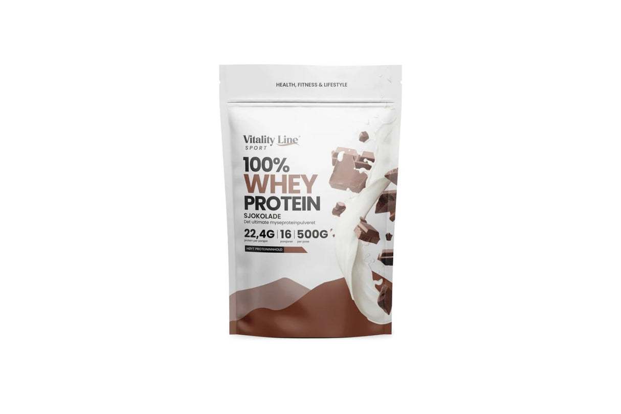 Vitality Line Sport 100 % Myseprotein Sjokolade – 500 g for muskelstøtte og restitusjon