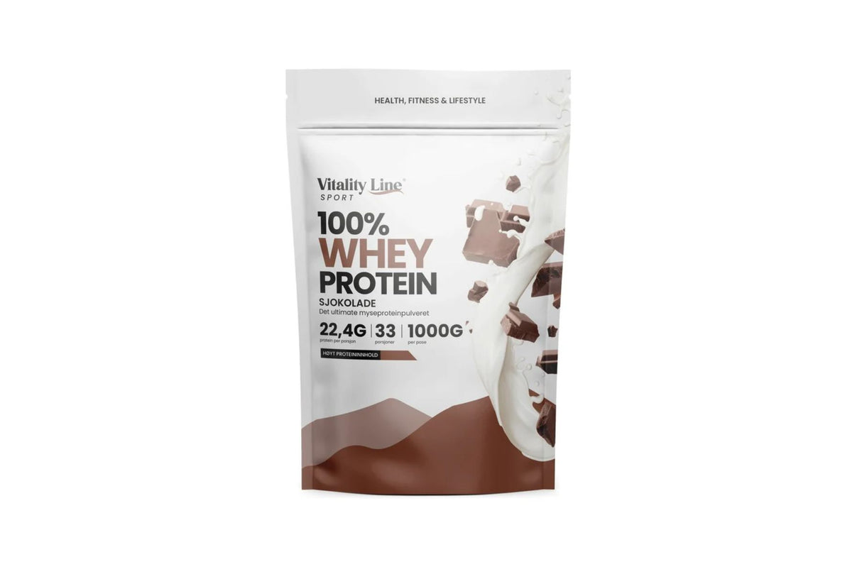 Vitality Line Sport Whey Sjokolade – 1 kg myseprotein med rik sjokoladesmak