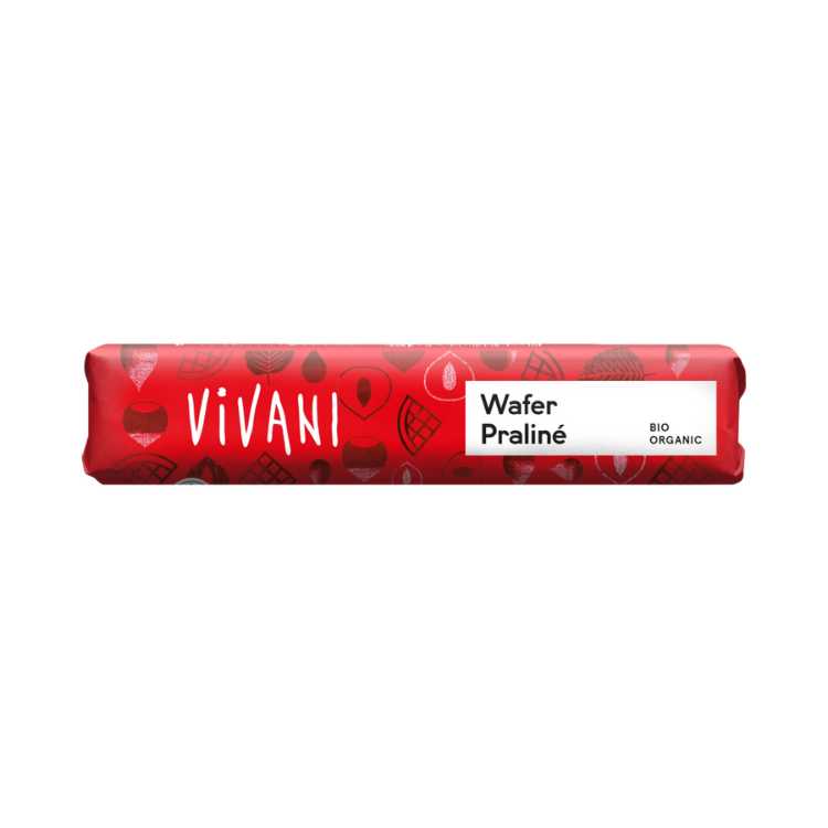Vivani melkesjokolade Wafer Praliné 40 g – økologisk sjokolade med hasselnøttpraliné