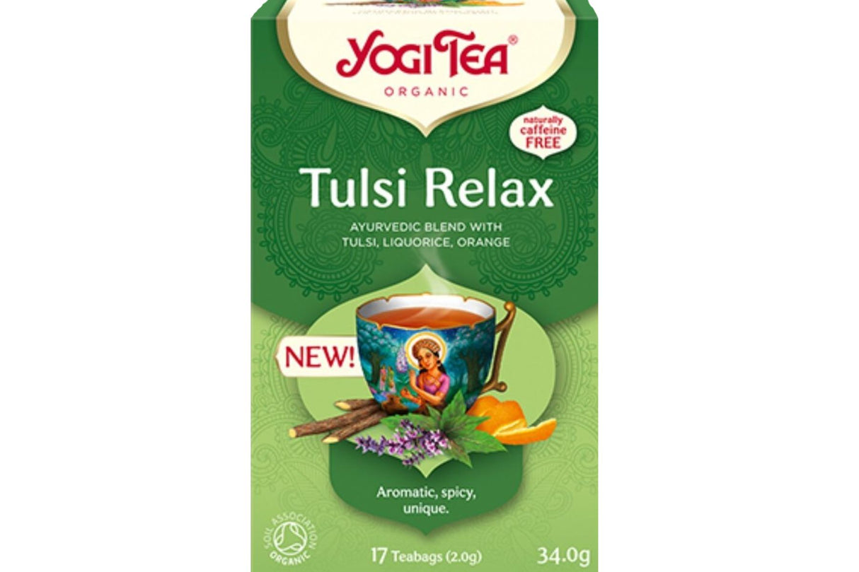Yogi Tulsi Relax Te – Ayurvedisk Te for Avslapning | 17 Poser | Økologisk