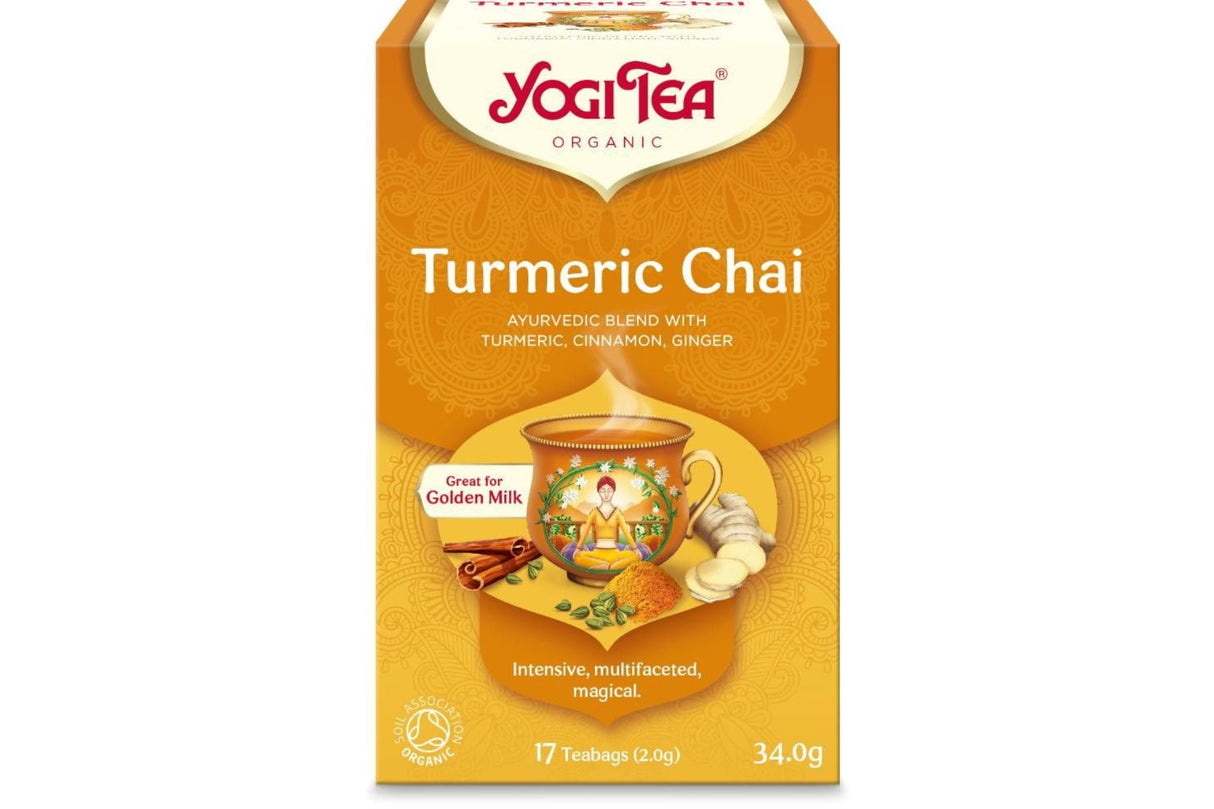 Yogi Turmeric Chai Te – Gurkemeie Chai for Velvære | 17 Poser | Økologisk