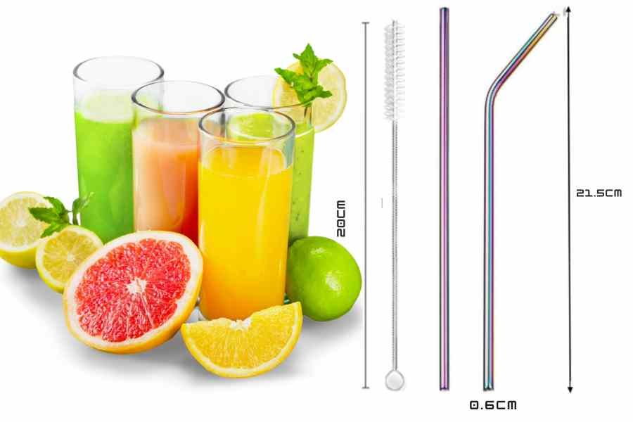 Sugerør m/børstesett 8 stk., metal