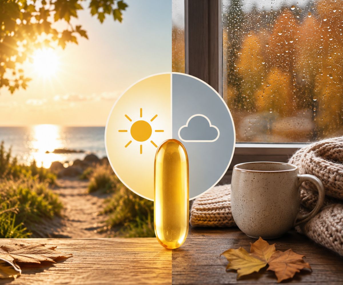 Sollys, høstvær og D-vitamin illustrerer når behovet for D-vitamintilskudd kan bli aktuelt igjen etter sommeren.