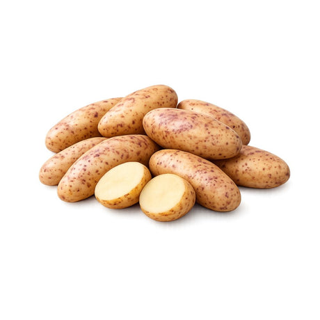 Avlange poteter av sorten ‘Mandel’ med lyst skall og melen konsistens.