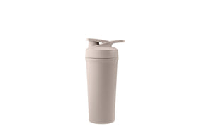 Beige shakerflaske i rustfritt stål for sport og proteinshakes