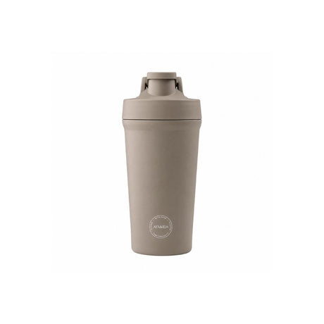 AYA&IDA Shakerflaske 750 ml i Driftwood med bærehåndtak og lokk i rustfritt stål for proteinshakes og drikke.