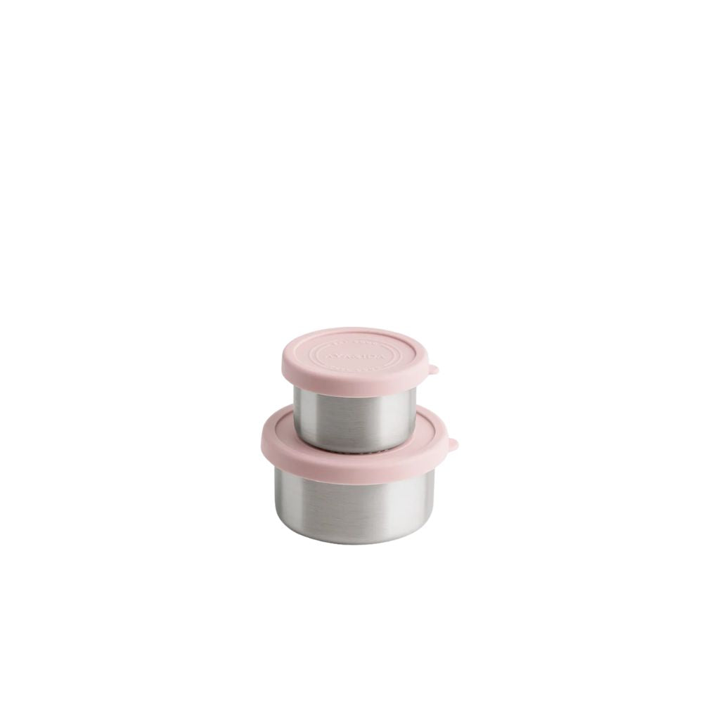 AYA&IDA Snack-beholdere 100 ml + 200 ml – Soft Rose | Rustfritt stål
