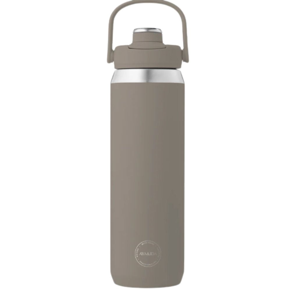 AYA&IDA Sports Bottle 700 ml i Driftwood med bærehåndtak og skrukork