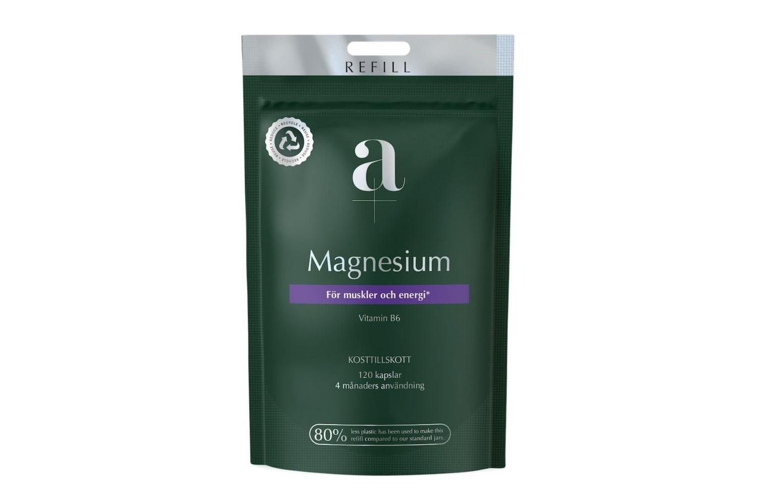 A+ Magnesium 120 kapsler 350 mg Refill – For en aktiv hverdag